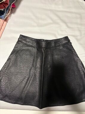 Divided Black Faux Leather Skater Skirt